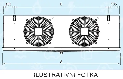 výparník ECO - Luvata GCE252E4ED, 3.29 kW (dT 8 st., R404) s odtáváním